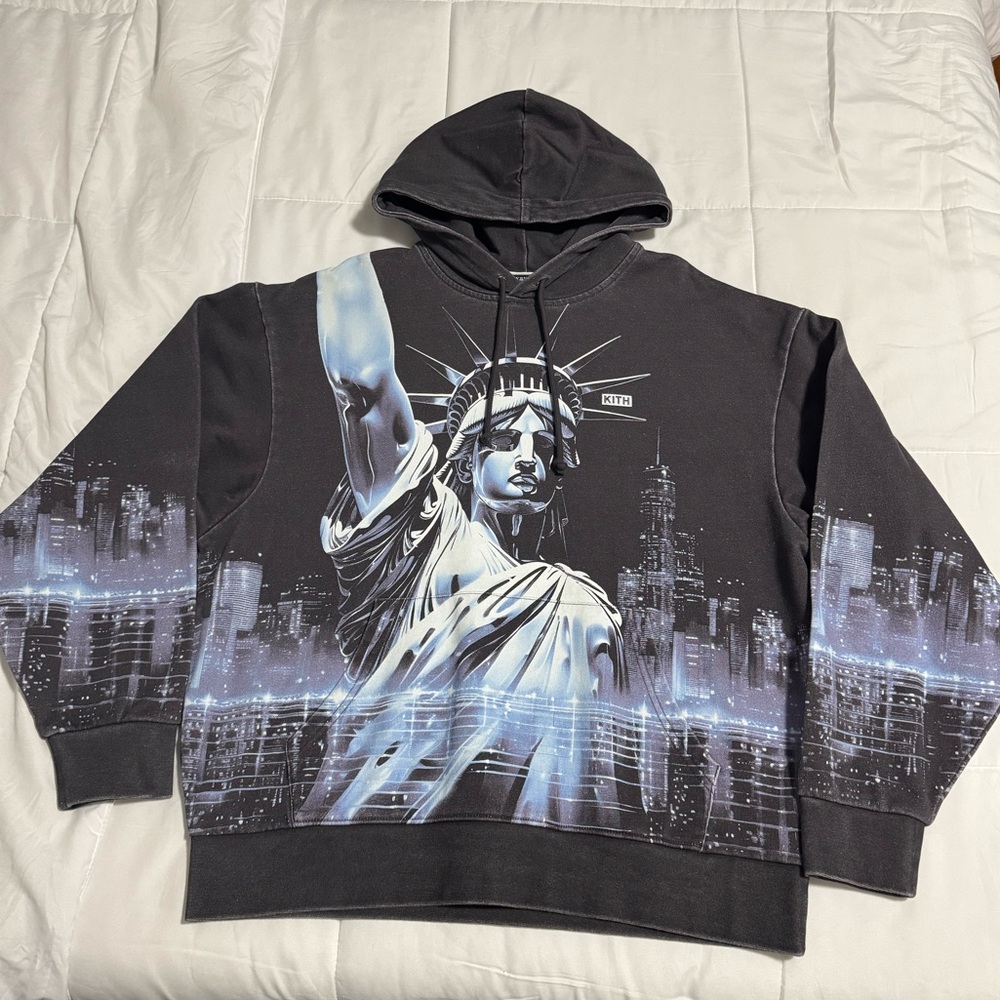 Kith NY to the World Neon Liberty Vintage Nelson Hoodie 'Black'